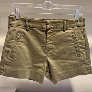 Level 99 Anthropologie Brit High Rise Trouser Shorts Cedar Green Tailored 27